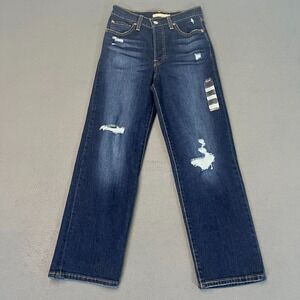 Levi's Ribcage Straight Ankle Womens Size 25W x‎ 27L Jeans Rip Faded Stretch NWT